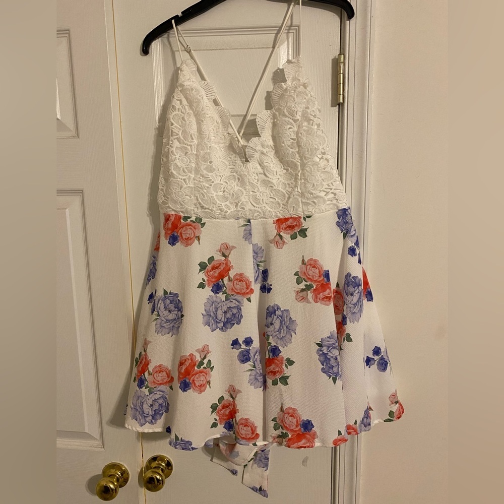 White Lace with Floral Romper